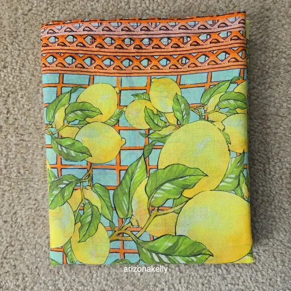 Calypso St. Barth Cotton Lemon Scarf Sarong Embroidered - Picture 11 of 11